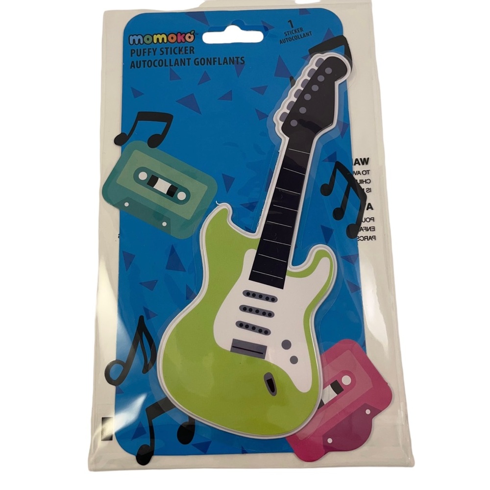 Jumbo puffy guitar sticker green black and white